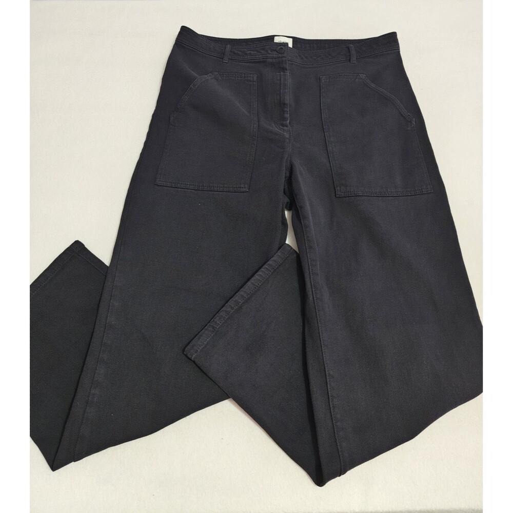 J. Jill Jeans Women's Size 14 Black Wide Leg Button Fly Denim Pants High Rise